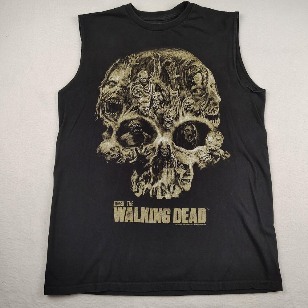 The Walking Dead Sleeveless Tank Mens sz M Black Zombie Skull